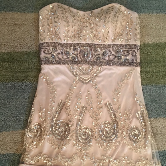 Sue Wong Nocturne Beaded Pleated Strapless Dress - Picture 2 of 8